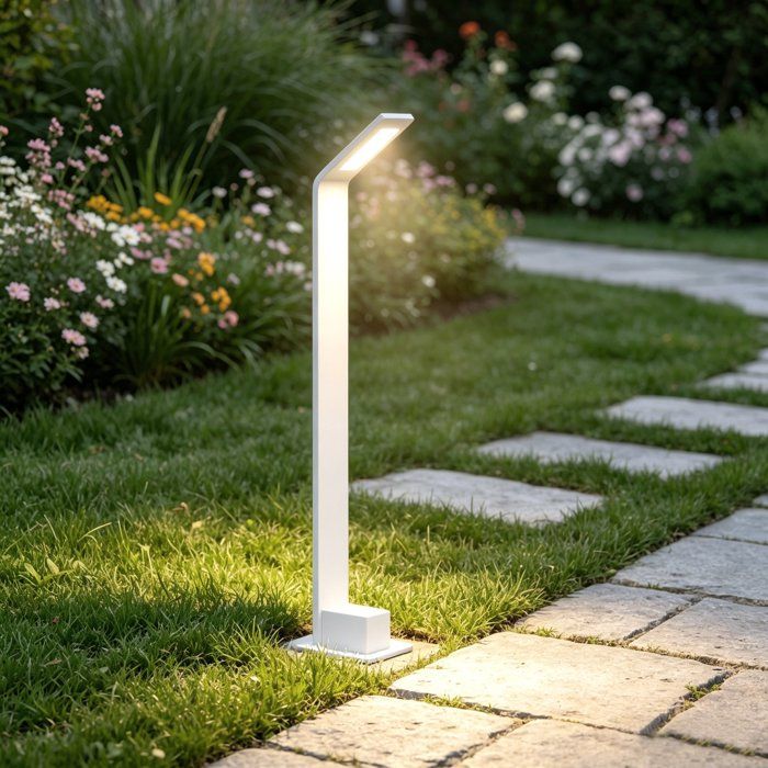 Mai & Mai Lampe sur Pied Extérieur Blanc 128x98x808mm Lumiere Eclairage Extérieur LED IP65 Desgin Pfadfinder