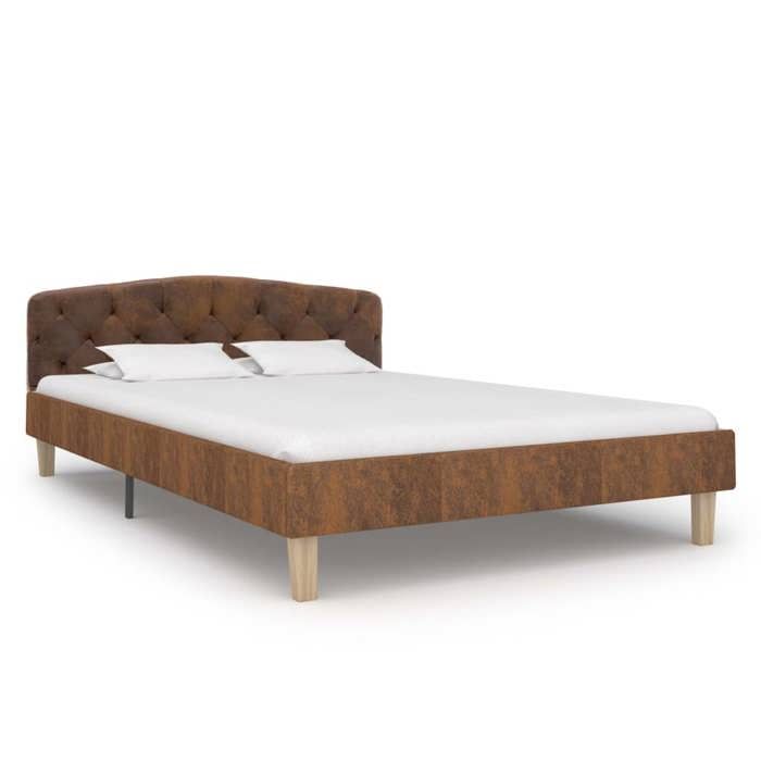 Cadre de lit 1 personne - Marron Similicuir daim 120x200 cm - LL045965