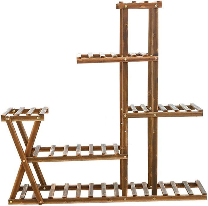 Porte plante 95 x 95 x 25 cm 5 Niveaux et 7 Plateformes Bois