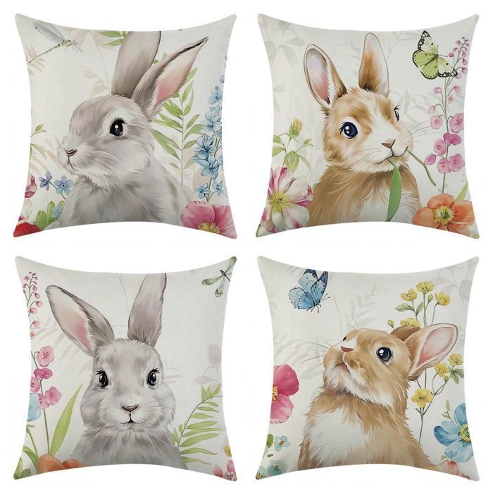 Taie doreiller en Lin 45 x 45CM Housse de Coussin Lin Decoration Canapé Ensemble de 4Housse pour Sofa Lit Chaise Salon Maison