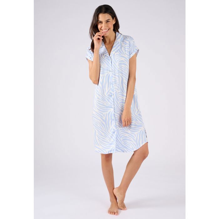 Damart Chemise de nuit en pure viscose Bleu Animalier - Main Image