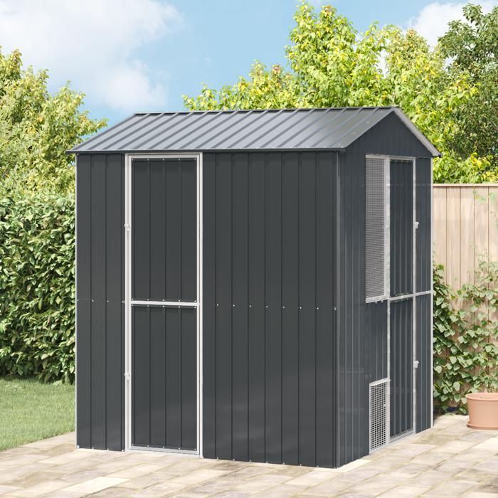 Meilleurs prix pour Moderne Cage/perchoir - Aviary pour oiseaux Anthracite 210x215x247 cm Acier @FR(750007)