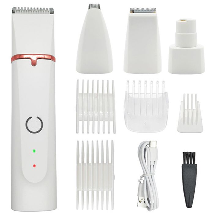 Meilleurs prix pour Tondeuse pour animaux-4 en 1 tondeuse chat silencieuse-Professionnelle - Puissante - Rechargeable - Sans fil-Blanc