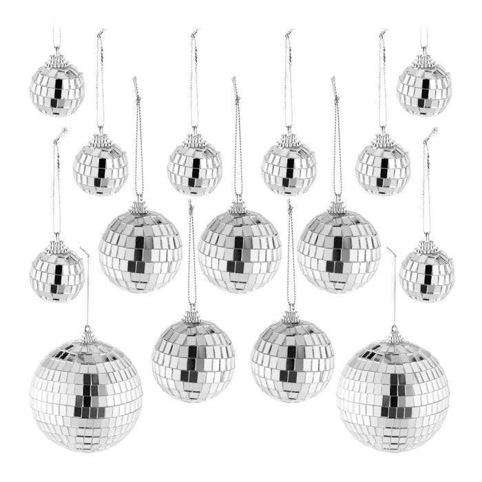 2 Guirlandes Décoratives Boules Disco Argentées - Décoration Fête Années 70/80, Anniversaire, Carnaval