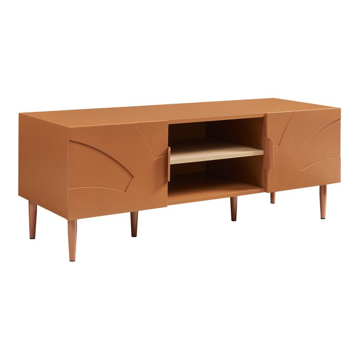 Meuble TV Starvili avec 2 portes 120 x 40 x 45 cm couleur rouille