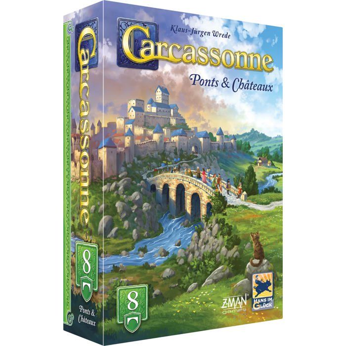 Extension Carcassonne Ponts & Châteaux - Asmodee - 16 tuiles Terrain - 12 Ponts - 6 jetons Château - 6 jetons Grange
