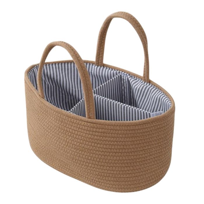 Panier à langer en corde de coton panier de rangement pour bébé en crèche et sac de transport portable pour voiture