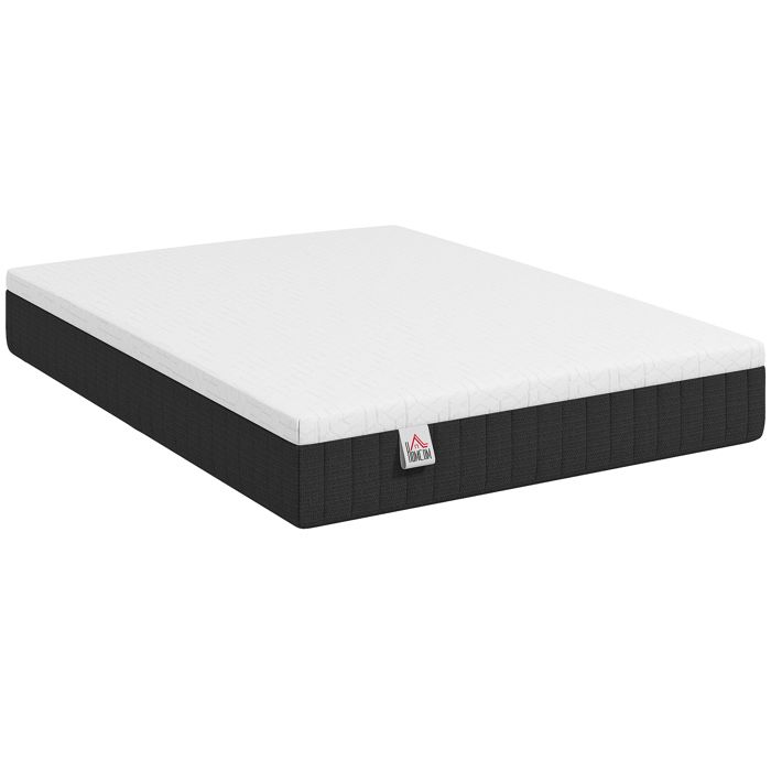 Matelas - HOMCOM - ressorts ensachés - 7 zones - fermeté moyenne - mousse à mémoire de forme - 140x190x25cm - gris et blanc Matelas - HOMCOM - ressorts ensachés - 7 zones - fermeté moyenne - mousse à mémoire de forme - 140x190x25cm - gris et blanc