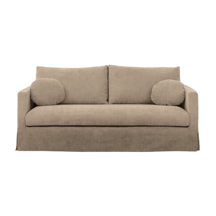 LEONIE - Canapé droit tissu chenille déhoussable 3 places Café LEONIE - Canapé droit tissu chenille déhoussable 3 places Café