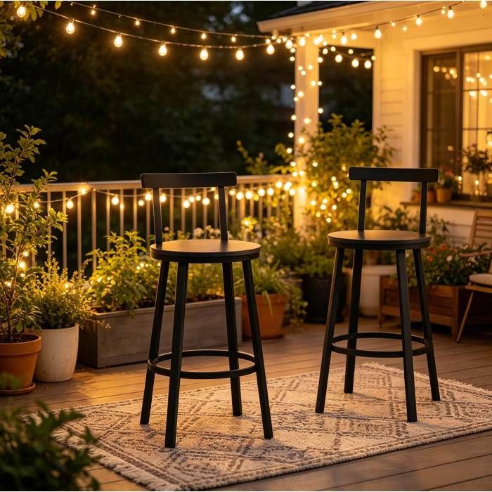 Lot de 2 tabourets cuisine dossier courbé style contemporain tabourets petit-déjeuner/bar