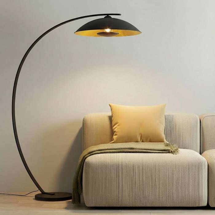 Lindby Lampadaire Emilienne (Moderne) en Noir Métal e. a. pour Salon & Salle à manger (1 lampe à E27) arqué lampadaire arc lampe