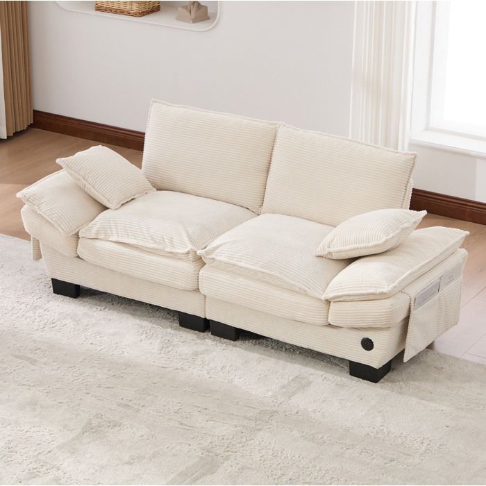 canapé 2 places SENVIRO assise large design ergonomique 190x73x84cm beige