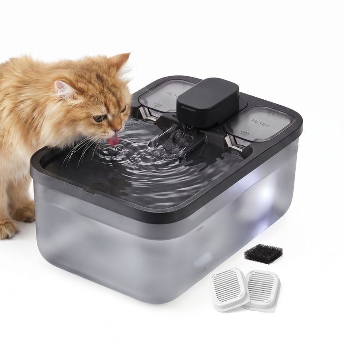 Fontaine à eau pour Chat 4 5 L 2 x Filtres Fontaine Silencieuse avec Filtration 28 7 x 19 3 x 17 3 cm Noir Fontaine à eau pour Chat 4 5 L 2 x Filtres Fontaine Silencieuse avec Filtration 28 7 x 19 3 x 17 3 cm Noir