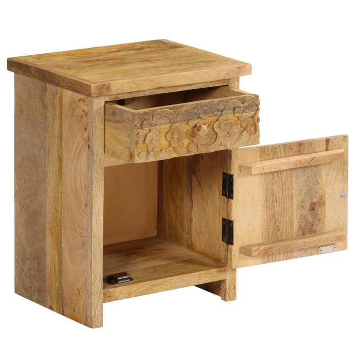 Cabinet de Lit Moderne Brun Table de chevet/nuit avec rangement Bois de manguier massif 40x30x50 cm CC2260