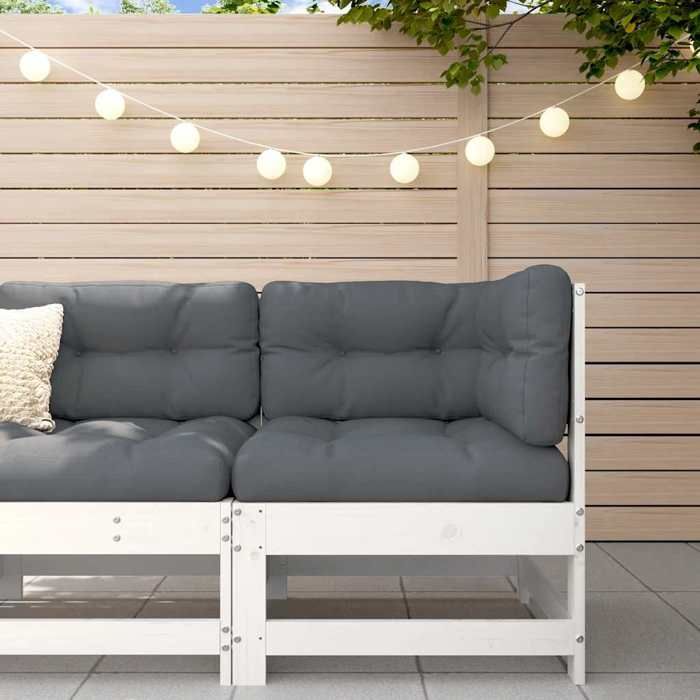 Blanc Canapé dangle avec coussins blanc bois de pin solide - Siège de balcon LV67256