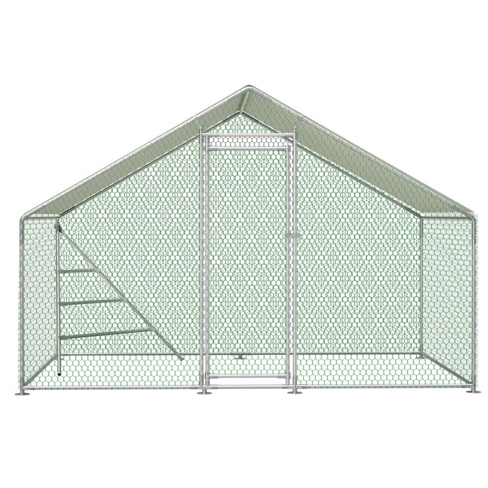 Poulailler en métal avec toit - 3 x 2 x 2 m - Structure en acier galvanisé - Bâche PE imperméable - Résistant aux UV