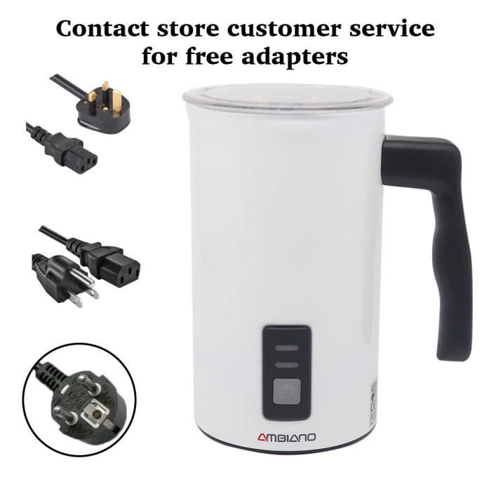 Mousseur à Lait Electrique 4 en 1, Chaude et Froide et Chauffe-lait pour Latte, Cappuccino, Macchiatos, 240ml 400W, Blanc - Électroménager