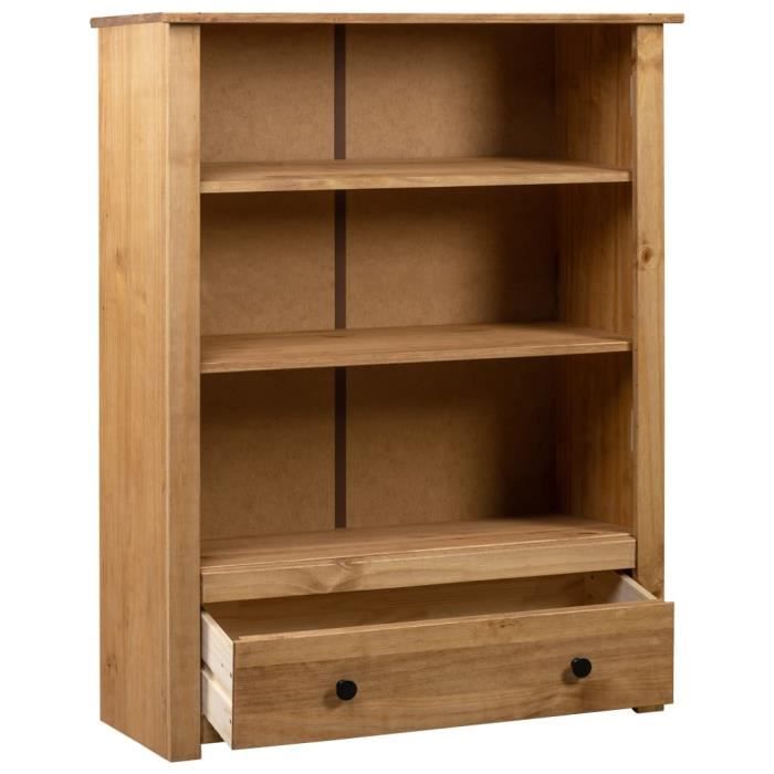 Bibliothèque - AKOZON - Panama - Bois de pin massif - 80x35x110 cm - 3 étagères