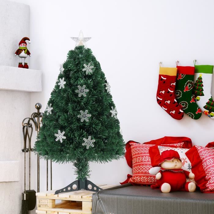 Sapin de Noël artificiel 90 CM, coloré, avec étoiles dessus, socle en
