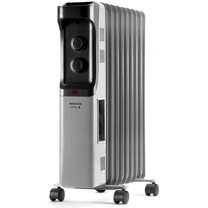 Taurus Dakar - Radiateur bain d'huile à 11 éléments 2500W, 3 niveaux de puissance, Thermostat réglable, Protection contre la surchauffe, Facilité de transport: poignée et roues Taurus Dakar - Radiateur bain d'huile à 11 éléments 2500W, 3 niveaux de puissance, Thermostat réglable, Protection contre la surchauffe, Facilité de transport: poignée et roues