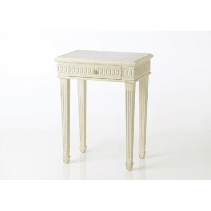 Petite Console D Entree Bois Patine Blanchi Style Classique Chic Beige Cdiscount Maison