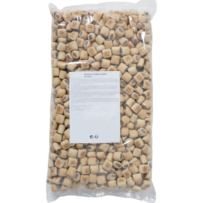 Comparer les prix de Friandise mini biscuits fourrés au bœuf, sac de 2 kg pour chien - animallparadise 24