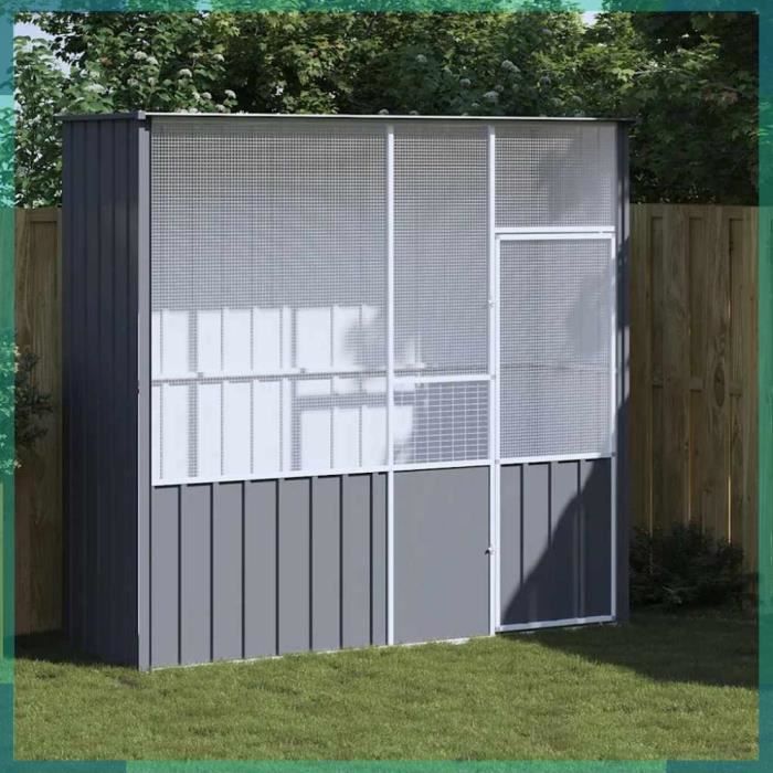 Comparer les prix de ASHATA Cage à oiseaux anthracite 215x78x200 cm acier galvanisé -FHE172344