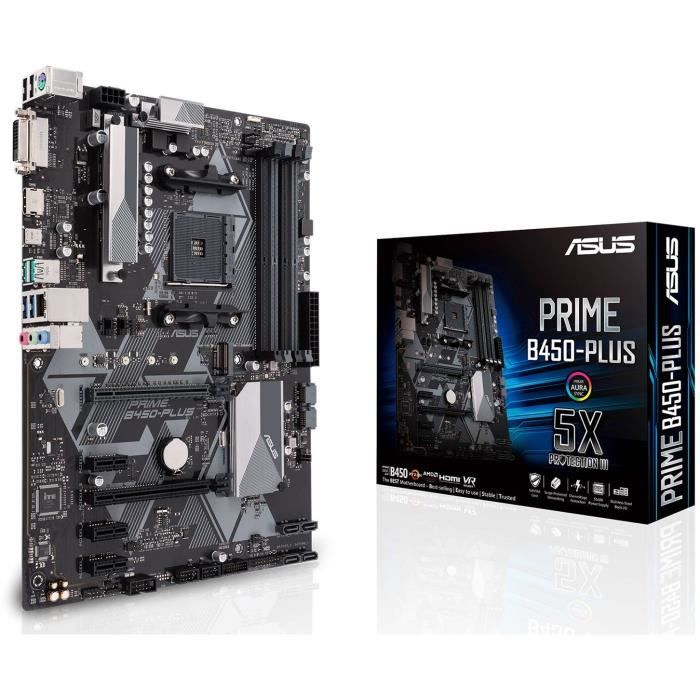 Carte mère – ASUS – PRIME B450-PLUS – AMD B450 – Emplacement AM4 ATX