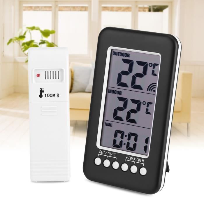 Thermo-hygromètre - Hygromètre à Thermomètre numérique LCD + 3 capteurs  intérieur extérieur température alarme humidité En S 130084