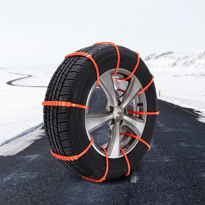 Chaînes à Neige Voiture 10 Pièces 185-225mm - Ceintures Anti-Dérapantes TPU Avec Clous Pour Pneus Auto SUV Camion - Traction Extrême Neige Glace Boue