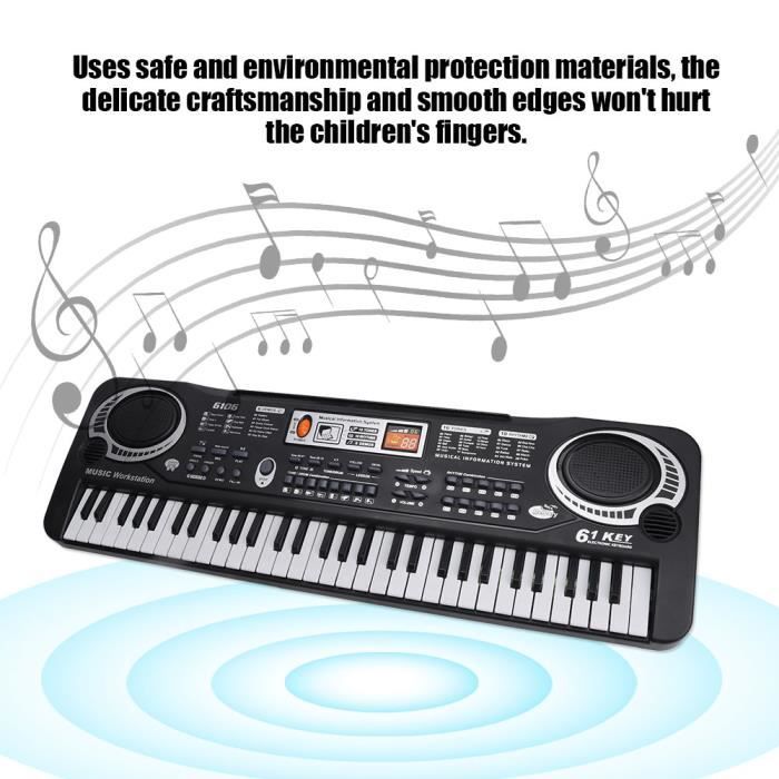 Clavier électronique portable 61 Touches avec écran LCD et casque, pour
