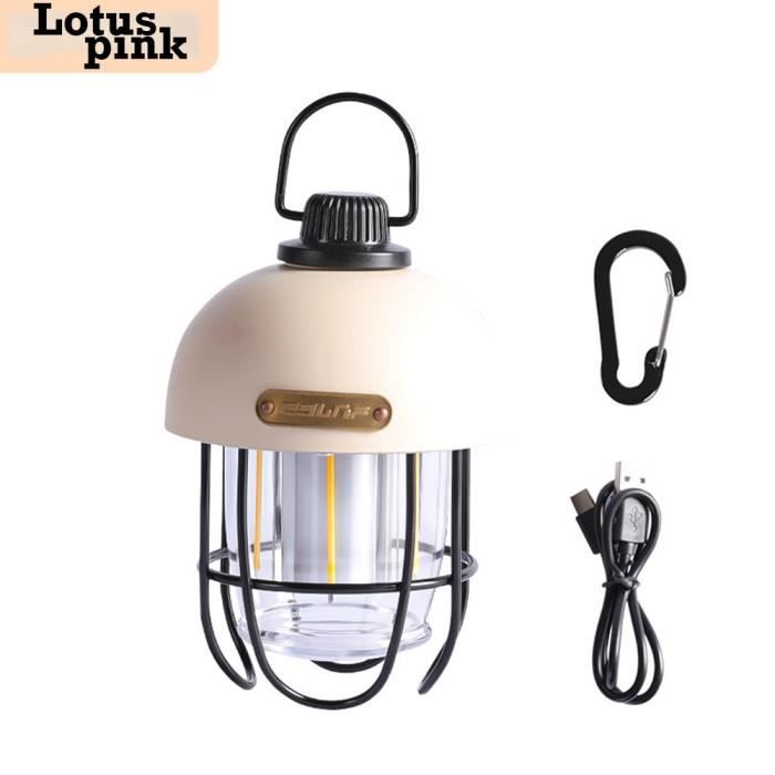 lotus pink 4w - lampe de camping portable, lanterne rétro étanche, gradation progressive, lampes'extérieur re