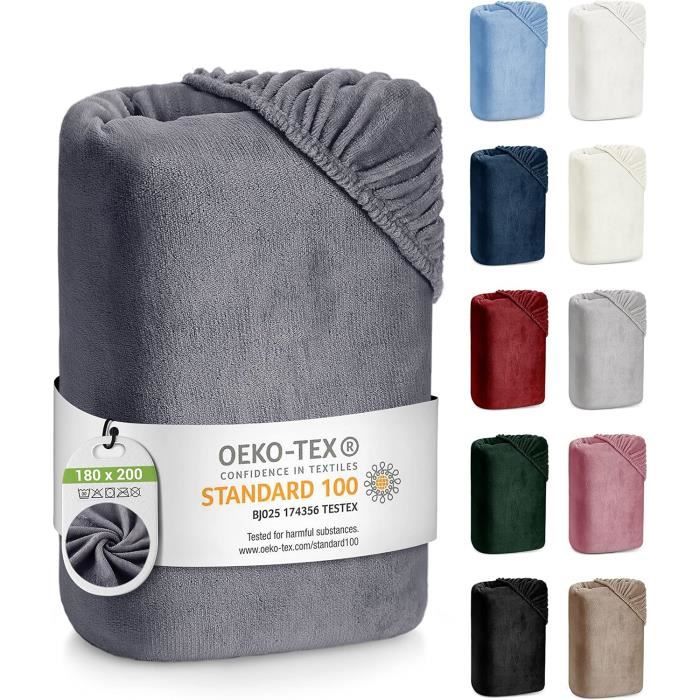 Heimtexland Lenzuolo Con Angoli Cashmere Touch Teddy, Morbidissimo, 180x200 Cm, Grigio, Traspirante, Certificato Ökotex