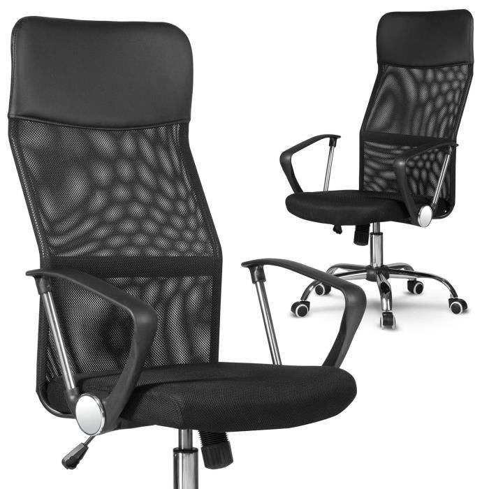 Chaise de bureau ergonomique - Sofotel - Micromesh noir - Dossier haut - Accoudoirs confortables - Réglable en hauteur