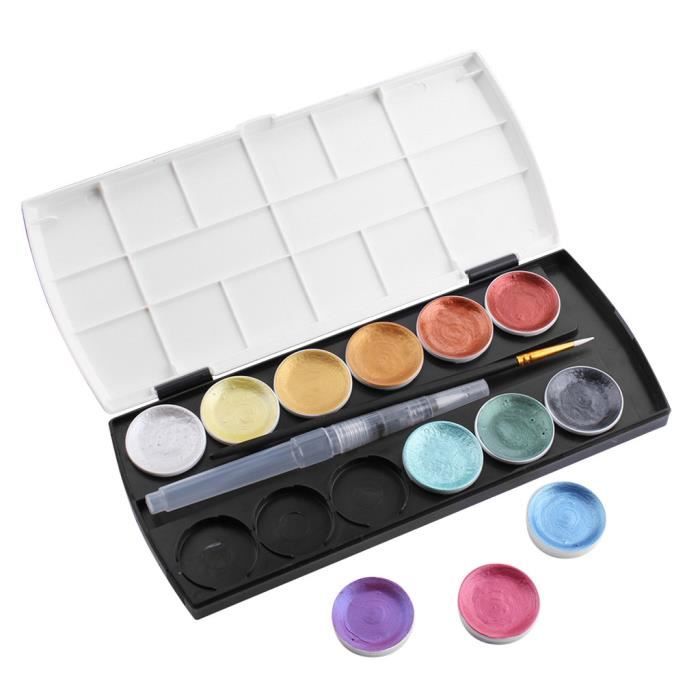 Peinture Aquarelle Metallique Semi Seche 12 Couleurs Aquarelle Solide Nacree Multicolore Lr289 Achat Vente Set De Bureau Peinture Aquarelle Metallique Cdiscount