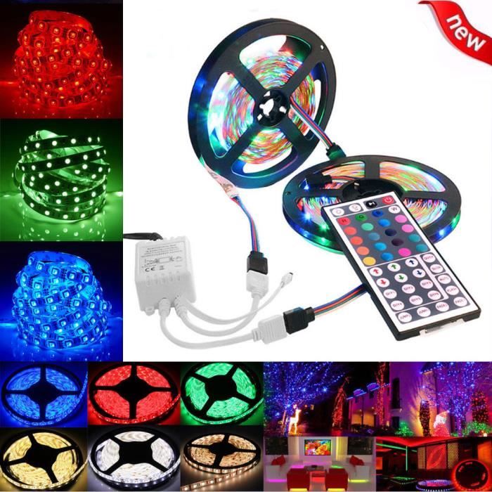 BANDE LED - RUBAN LED Ruban de guirlande lumineuse 10M 3528 SMD RGB 600 LED  + télécommande infrarouge 44 touches XYQ81106121_Youn - Cdiscount Maison