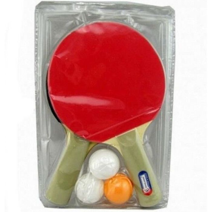 Relaxdays Kit pour jouer au ping-pong, avec 2 raquettes, 3 balles