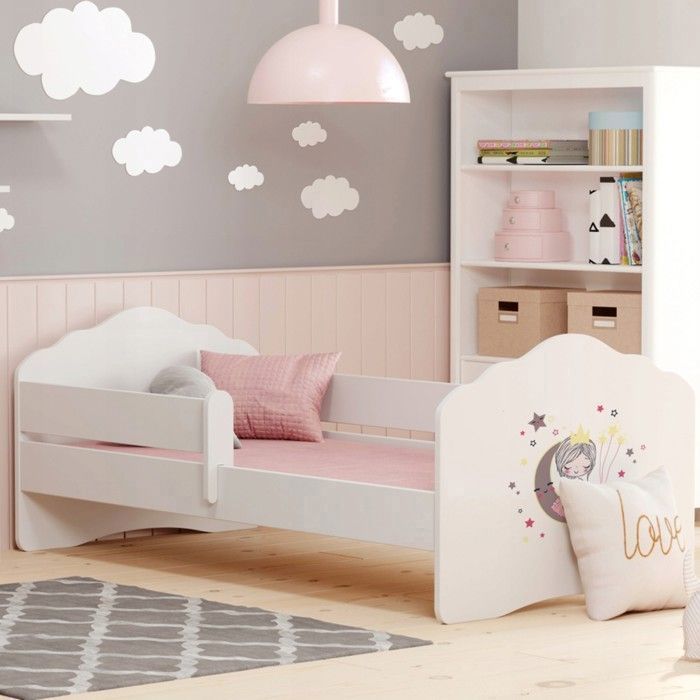 Lit Enfant Princesse Endormie Avec Barriere De Protection Et Un Matelas Taille 160x80 Cdiscount Maison