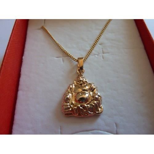 Pendentif Plaque 'Buddha' Porte-bonheur En Métal Plaqué Or - Neuf Sans Emballage