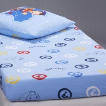 Drap housse 90x190cm 100% coton bleu chiné
