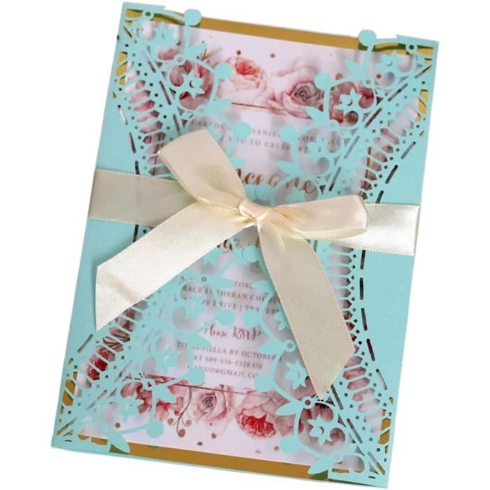 Invitations de Mariage découpées au Laser avec enveloppes 50 Cartes d