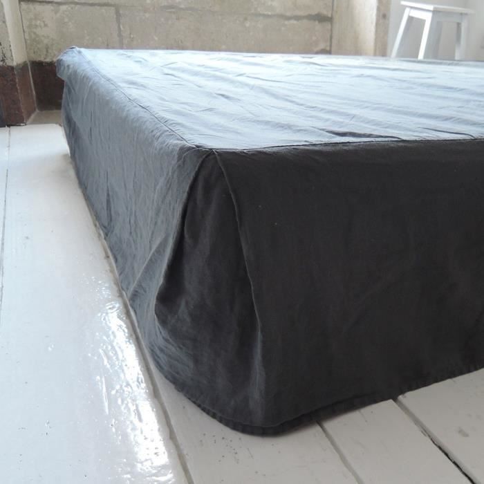Cache sommier 140x200 Noir – Dahlica – 4 Côtés de 30 cm – Qualité Hôtelière  - Cdiscount Maison