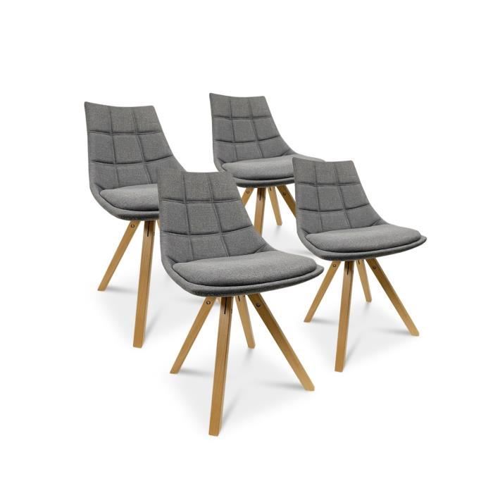 Lot de 4 chaises scandinaves Thilda tissu Gris  Cdiscount Maison