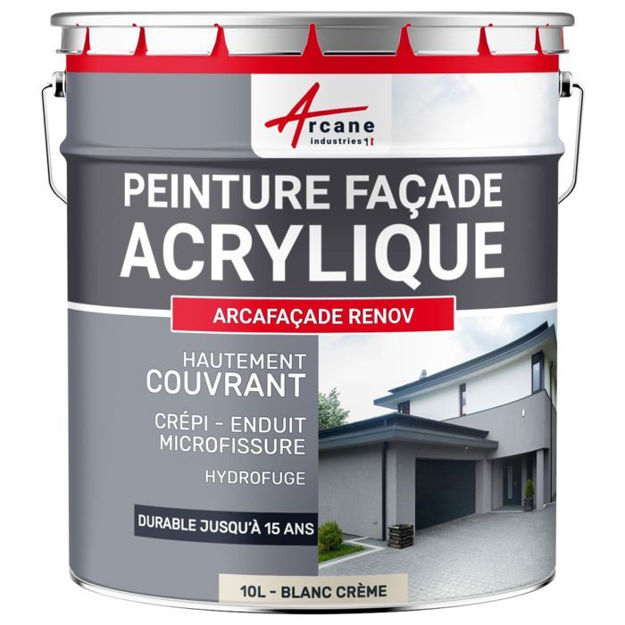 Peinture Hydrofuge Façade - Blanc Cassé (Ral 9001) - 10L (+ ou - 60m² en 1  couche) - Achat / Vente peinture - vernis Peinture Étanche Façade - -  Cdiscount
