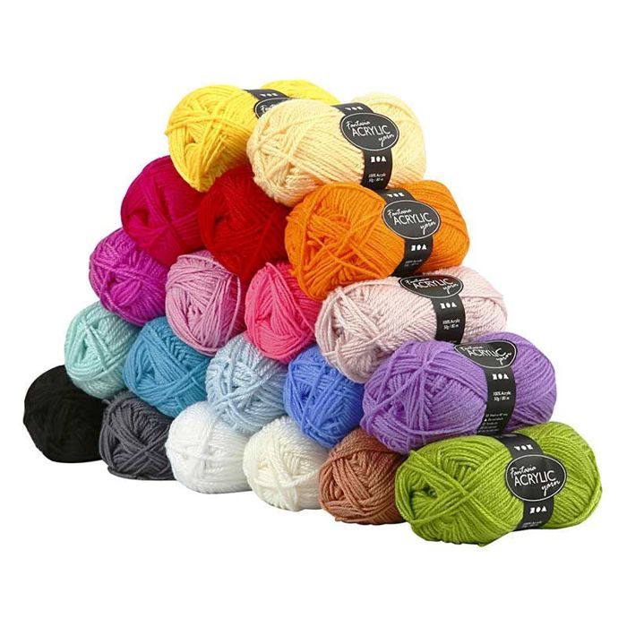 Assortiment de Laine acrylique 50 gr Multicolore 20 pcs