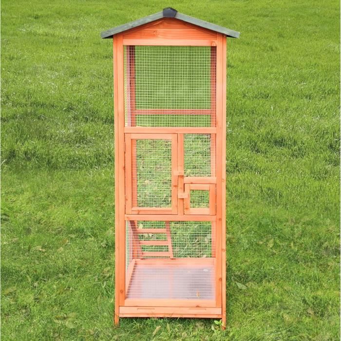 Cage à oiseaux TITI - 65x65x165cm - Bois