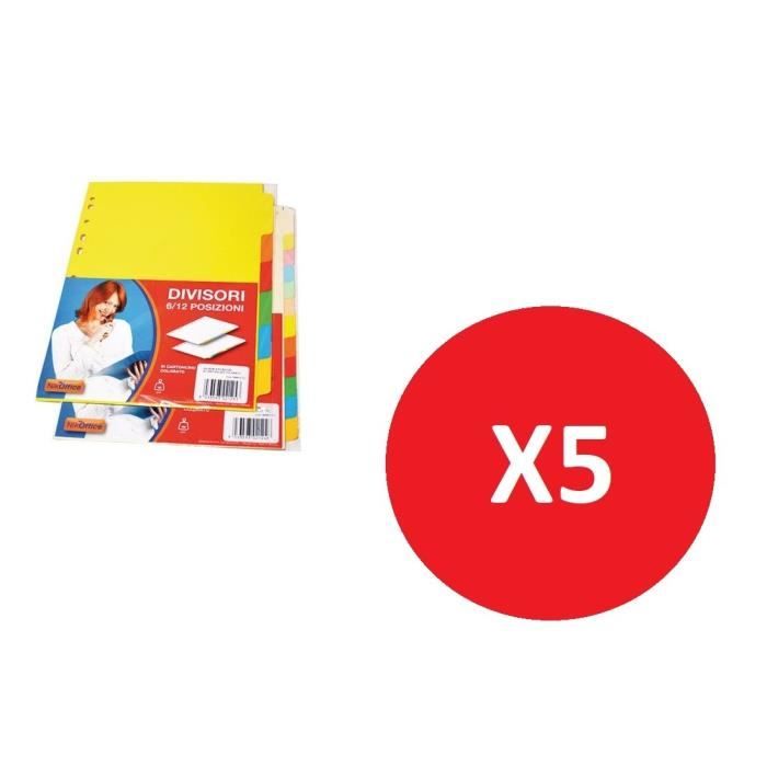 Lot De 25 Intercalaires Oxford Strong-Line A4 - Carton Renforcé 5 Couleurs
