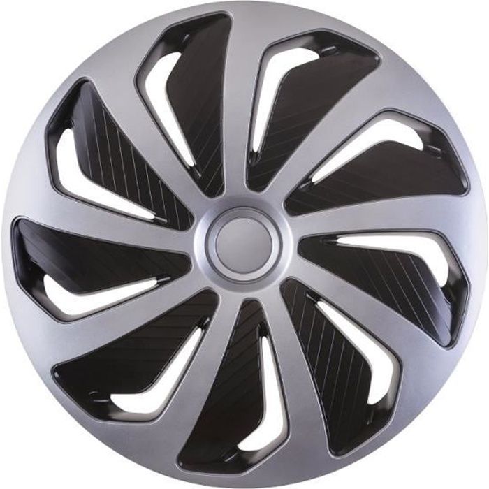 Jeu De 4 Enjoliveurs Illinois Silver 15 Pouces - Universels Pour Voiture - Design Argenté - Faciles à Installer