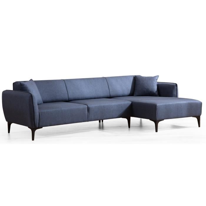 Canapé d'angle Bleu Tissu Moderne Confort