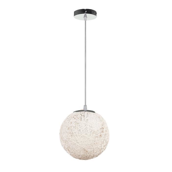 Lustre Suspension Blanc Abat Jour Boule Ronde 20cm Lustre Rotin Style Idyllique 10pcs Cdiscount Maison